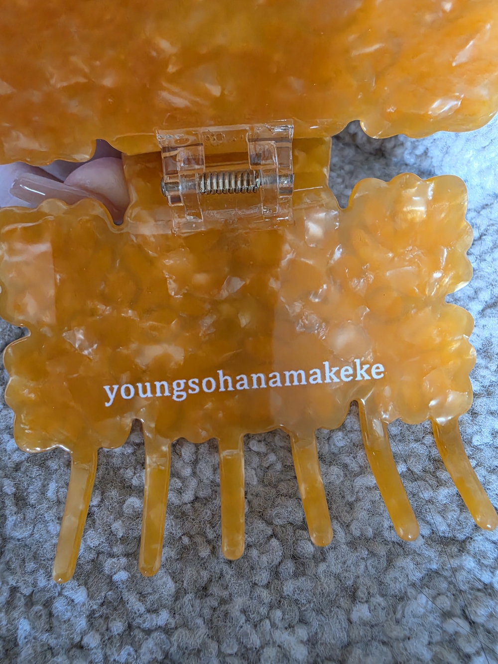 Orange Palaka Quilt Print Acrylic Claw Clip - Picture 2 of 2